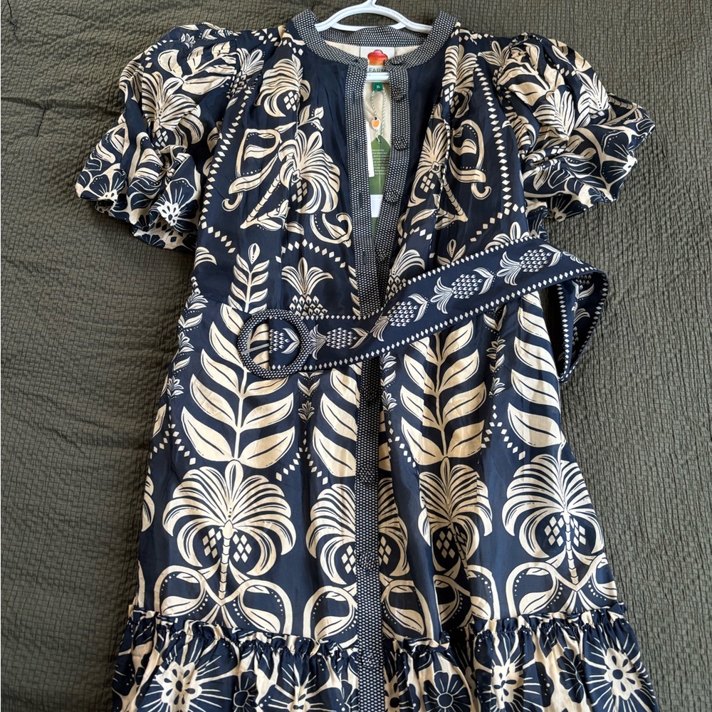 FARM Rio Navy and Cream Floral Mini Dress